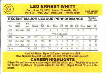 Ernie Whitt  baseball card collectible - Main Image 2