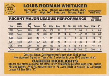 Lou Whitaker  baseball card collectible - Main Image 2