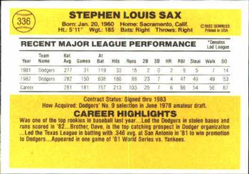 Steve Sax  baseball card collectible - Main Image 2