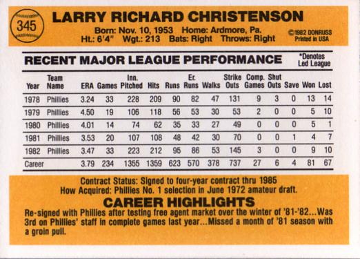 Larry Christenson  baseball card collectible - Main Image 2