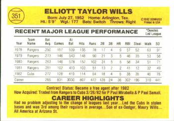 Bump Wills  baseball card collectible - Main Image 2