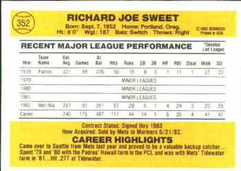 Rick Sweet  baseball card collectible - Main Image 2