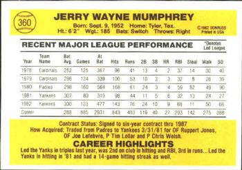 Jerry Mumphrey  baseball card collectible - Main Image 2