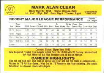 Mark Clear  baseball card collectible - Main Image 2