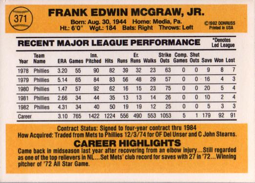 Tug McGraw  baseball card collectible - Main Image 2