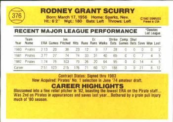 Rod Scurry  baseball card collectible - Main Image 2