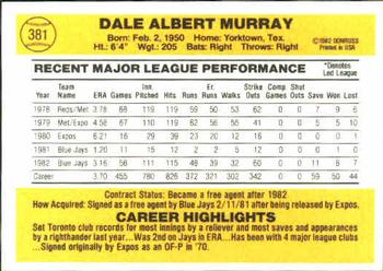 Dale Murray  baseball card collectible - Main Image 2