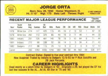 Jorge Orta  baseball card collectible - Main Image 2