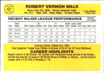 Bob Walk  baseball card collectible - Main Image 2