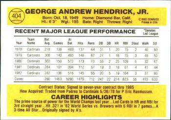 George Hendrick  baseball card collectible - Main Image 2