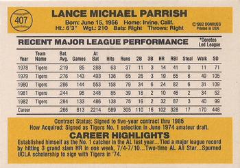 Lance Parrish  baseball card collectible - Main Image 2