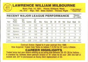 Larry Milbourne  baseball card collectible - Main Image 2