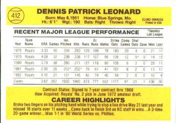 Dennis Leonard  baseball card collectible - Main Image 2