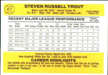 Steve Trout  baseball card collectible - Main Image 2