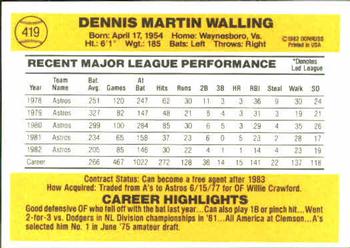 Denny Walling  baseball card collectible - Main Image 2