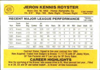 Jerry Royster  baseball card collectible - Main Image 2
