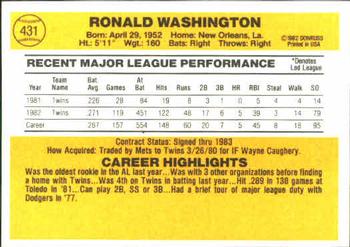 Ron Washington  baseball card collectible - Main Image 2