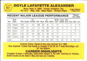 Doyle Alexander  baseball card collectible - Main Image 2
