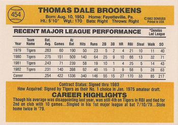 Tom Brookens  baseball card collectible - Main Image 2