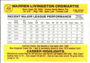 Warren Cromartie  baseball card collectible - Main Image 2