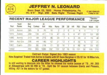 Jeff Leonard  baseball card collectible - Main Image 2