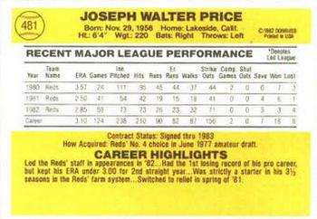 Joe Price  baseball card collectible - Main Image 2