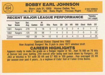 Bobby Johnson  baseball card collectible - Main Image 2
