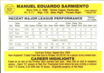 Manny Sarmiento  baseball card collectible - Main Image 2