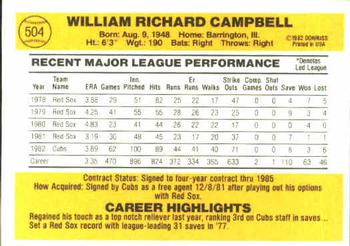 Bill Campbell  baseball card collectible - Main Image 2
