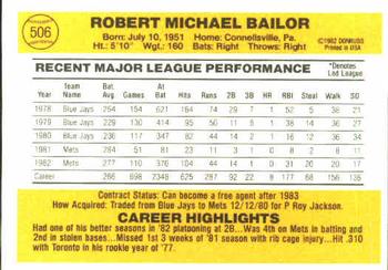 Bob Bailor  baseball card collectible - Main Image 2