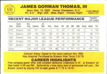 Gorman Thomas  baseball card collectible - Main Image 2
