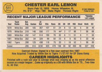 Chet Lemon  baseball card collectible - Main Image 2