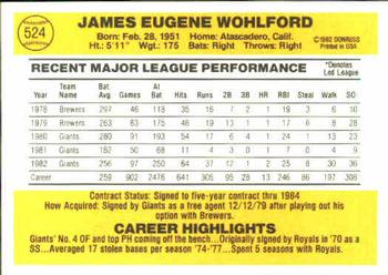 Jim Wohlford  baseball card collectible - Main Image 2