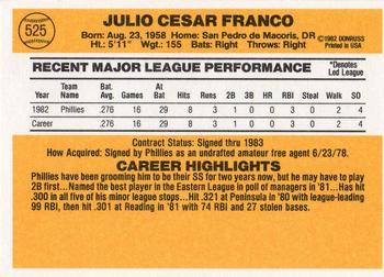 Julio Franco  baseball card collectible - Main Image 2