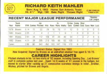 Rick Mahler  baseball card collectible - Main Image 2