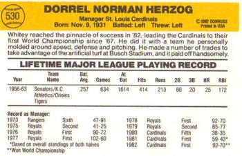 Whitey Herzog  baseball card collectible - Main Image 2