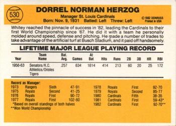 Whitey Herzog  baseball card collectible - Main Image 2