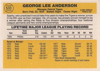 Sparky Anderson  baseball card collectible - Main Image 2