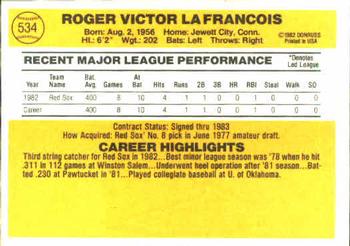 Roger LaFrancois  baseball card collectible - Main Image 2