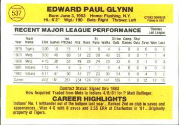 Ed Glynn  baseball card collectible - Main Image 2