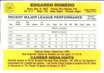 Ed Romero  baseball card collectible - Main Image 2
