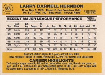 Larry Herndon  baseball card collectible - Main Image 2