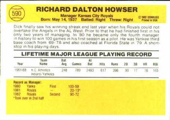 Dick Howser  baseball card collectible - Main Image 2