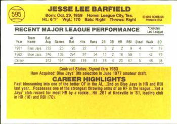 Jesse Barfield  baseball card collectible - Main Image 2