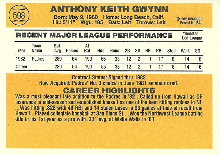 Tony Gwynn  baseball card collectible - Main Image 2