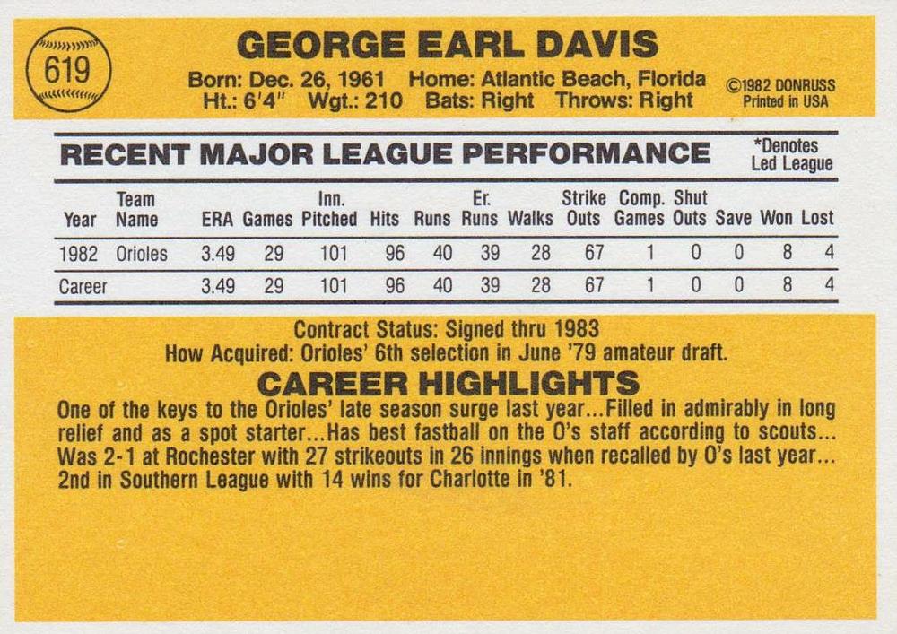 Storm Davis  baseball card collectible - Main Image 2