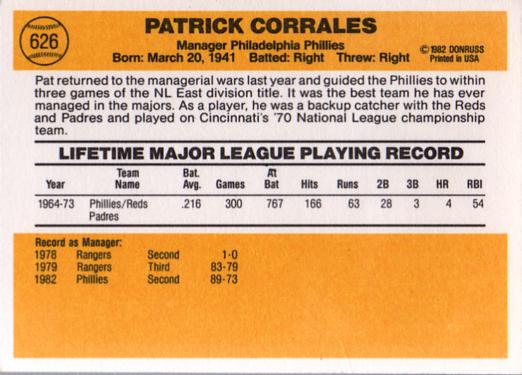 Pat Corrales  baseball card collectible - Main Image 2