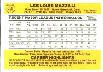 Lee Mazzilli  baseball card collectible - Main Image 2