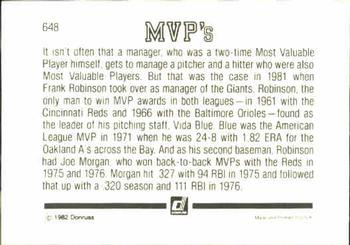MVP’s (Frank Robinson / Vida Blue / Joe Morgan)  baseball card collectible - Main Image 2