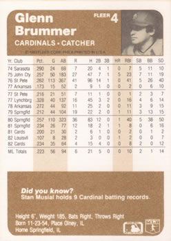 Glenn Brummer  baseball card collectible - Main Image 2